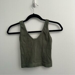 Free People olive green ribbed tank